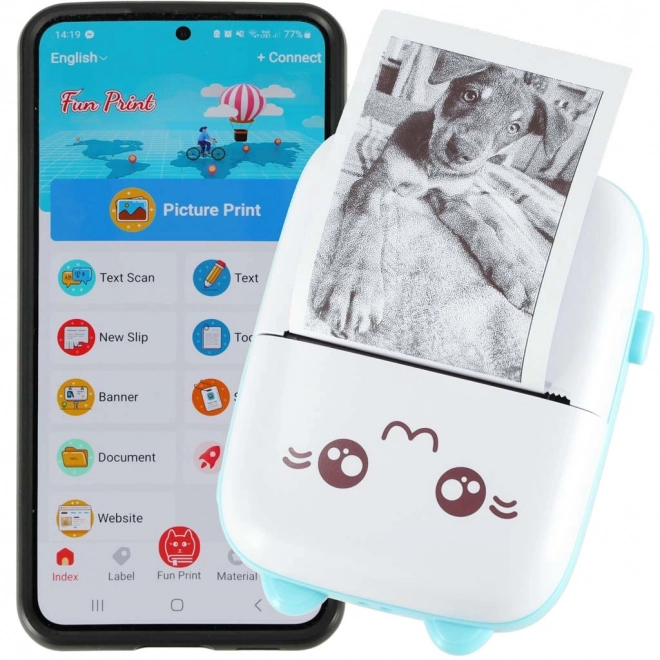 Mobilni mini pisač za termalni ispis Mačka Plava