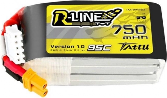 tattu r-line 750 mah 14,8 v 95c lipo baterija 4s s xt30 konektorom