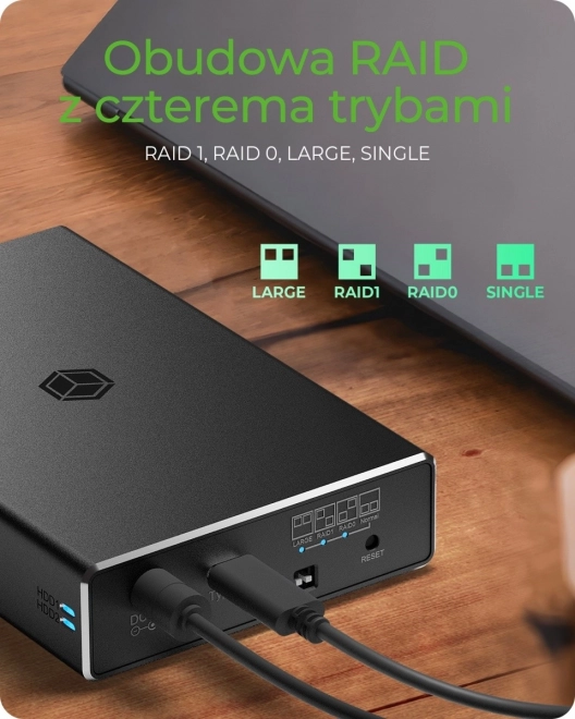 Vanjsko RAID kućište IB-RD2253-C31 za 2,5 SATA HDD na USB 3.2 Gen 2, RAID 0,1, JEDAN, VELIKI