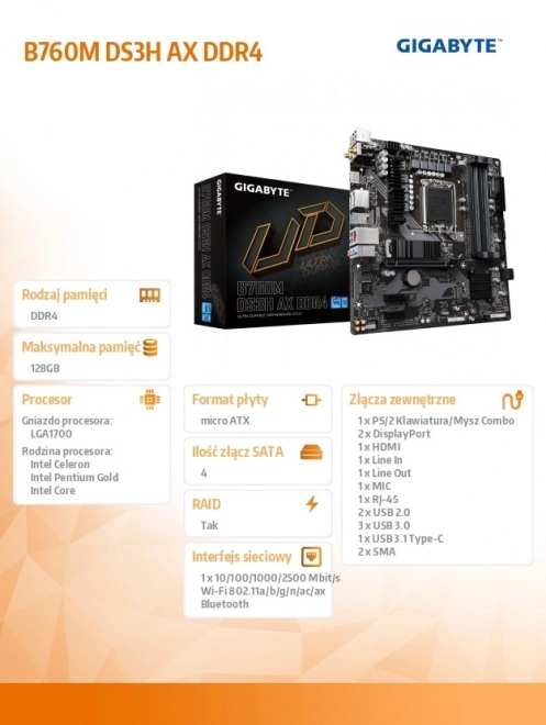 Gigabyte B760M DS3H AX DDR4 matična ploča