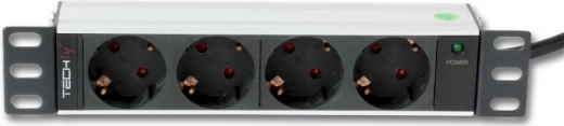 Napajna letva za 10" rack 1U, 4x Schuko, 250 V/16 A, kabel 1,8 m