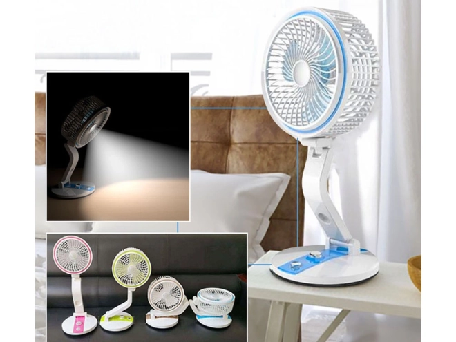 Prijenosni sklopivi ventilator s LED svjetlom i USB punjenjem