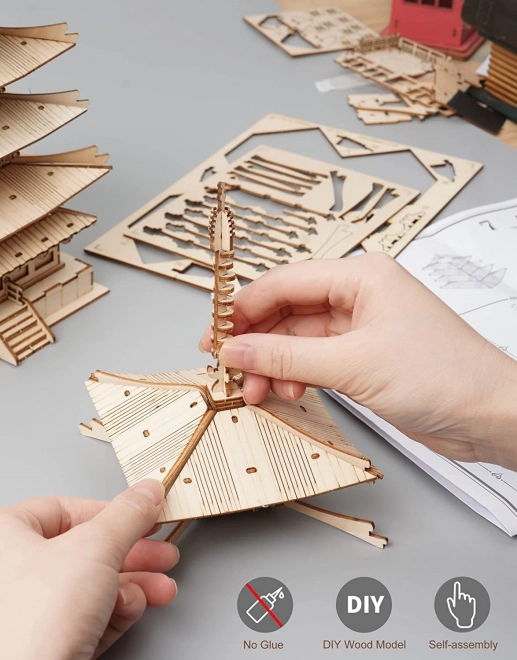 3D drvene puzzle petorazinska pagoda