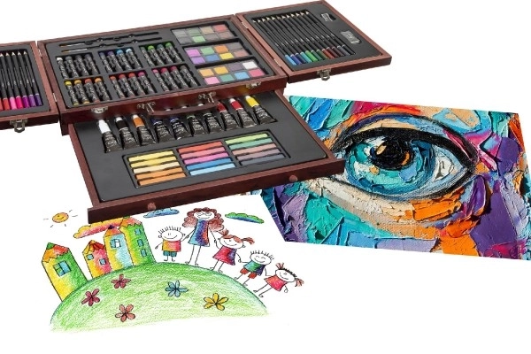 Set za slikanje - Art box kreativni set od 103 komada u drvenom kovčegu u kutiji 39x27x9 cm
