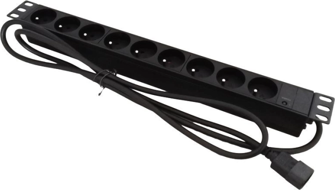 Pojasevna napajajuća letva 19" 9× CEE 7/5 s utikačem C14 za rack