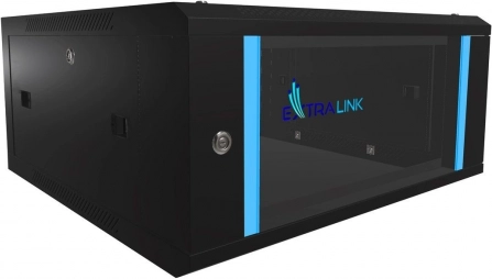 Zidni rack ormar EXTRALINK 4U 600x600 crni sa staklenim vratima
