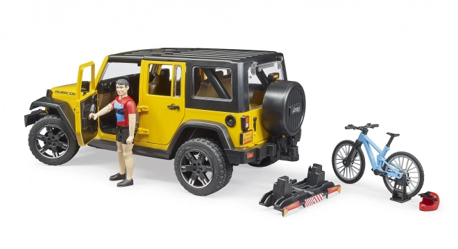 Bruder Jeep Wrangler Rubicon s biciklistom i biciklom