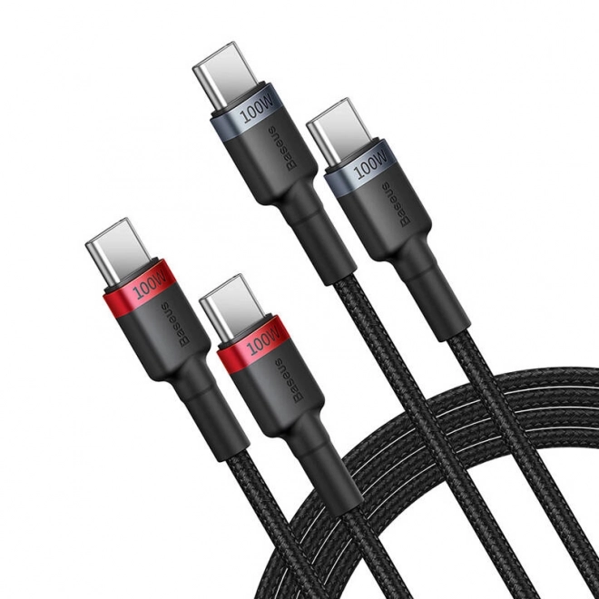 Kabel Baseus Cafule USB-C na USB-C 100W,2m, 2ks (crveno-crni, sivo-crni).