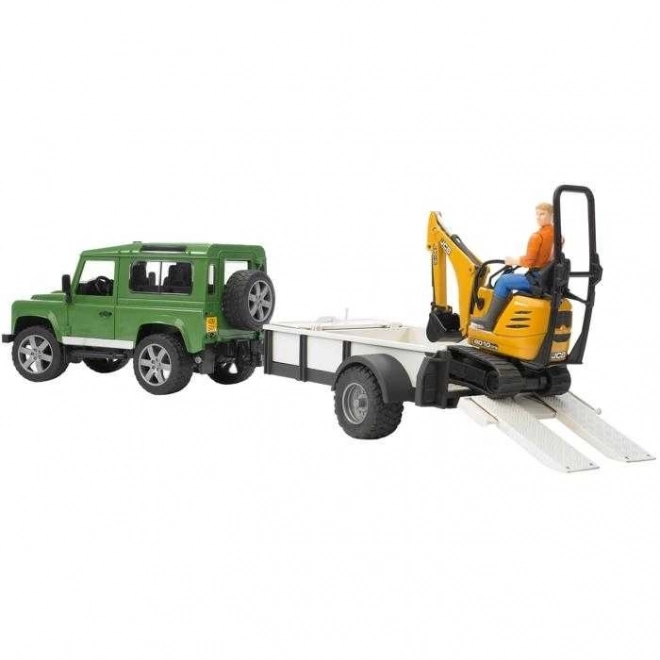 Igraći set Bruder SUV i gusjeničasti mini bager JCB s prikolicom