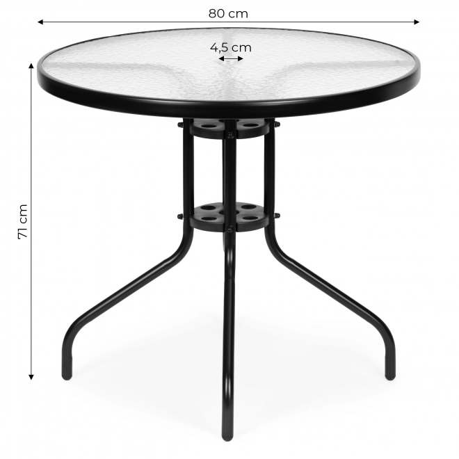Okrugli vrtni stol 80 cm s otvorom za suncobran