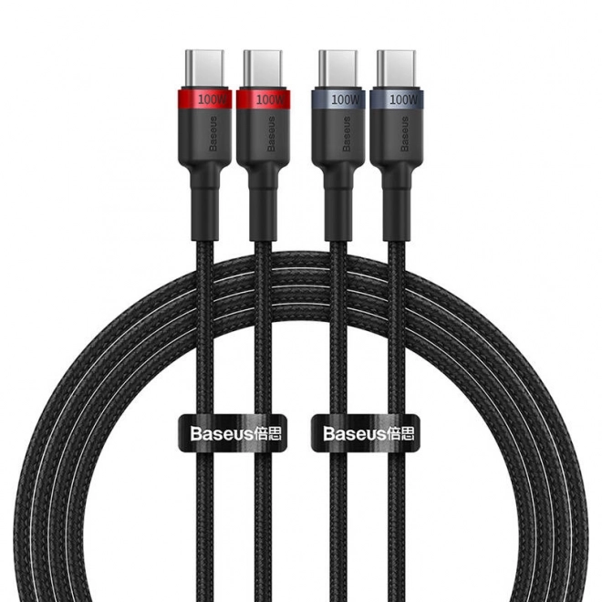 Kabel Baseus Cafule USB-C na USB-C 100W,2m, 2ks (crveno-crni, sivo-crni).