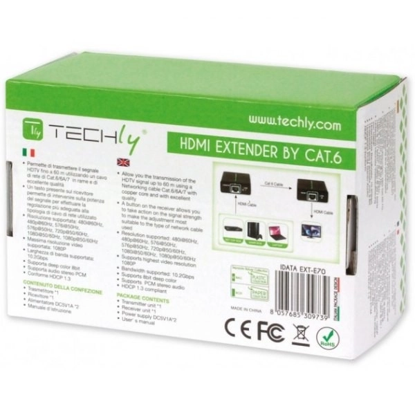 HDMI Produživač za prijenos preko kabela Cat.6/6a/7, do 60m, FullHD 3D, crni
