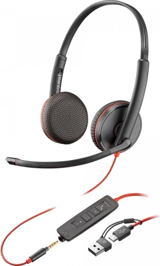 Slušalice POLY Blackwire 3225 USB‑C s adapterom USB‑A i 3,5 mm
