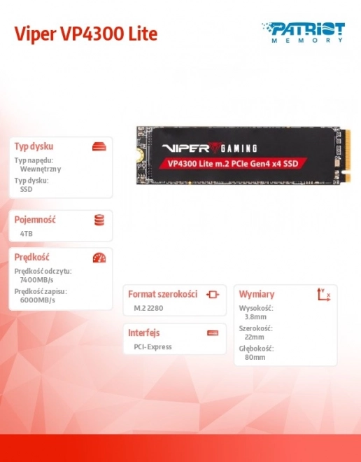 SSD disk 4TB Viper VP4300 Lite s podrškom za igre PS5