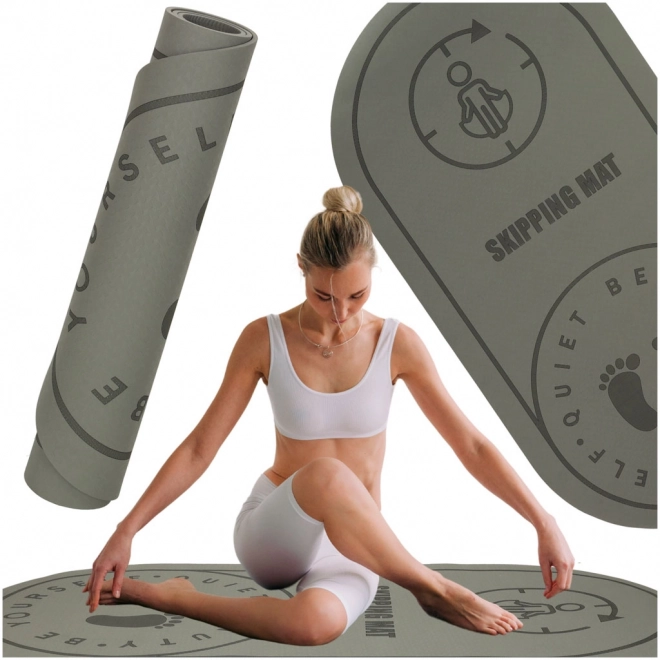 Fitness prostirka za vježbanje yoge i skakanja, siva, 125x61,5x0,6 cm