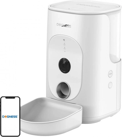 Dogness F15 pametni Wi‑Fi dozator hrane 4 l s kamerom i plastičnom zdjelicom (bijeli)