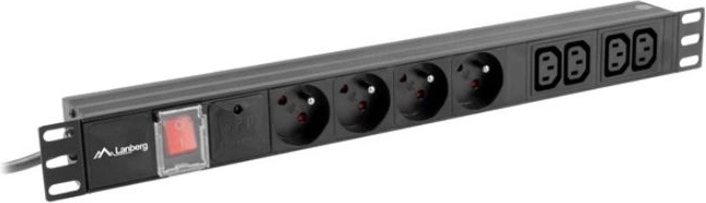 Rack napojna letvica PDU 1U, 4x utičnica 230 V (FR), 4x IEC C13, ulaz IEC C14, 2 m, crna
