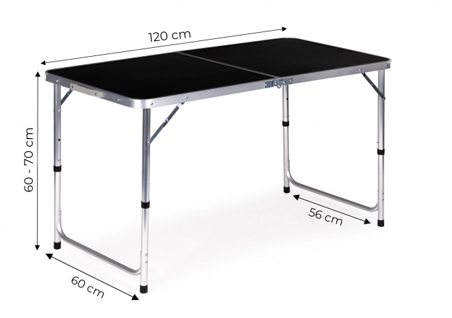 Turistički stol sklopivi kamping stol crna površina 120 x 60 cm