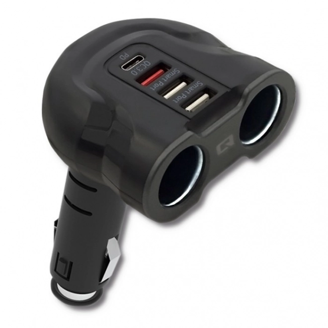 Razdjelnik utičnice upaljača automobila 12-24V | 52W | 2,4A |2xUSB | USB QC 3.0 | USB-C PD | 2x utičnica upaljača za cigarete
