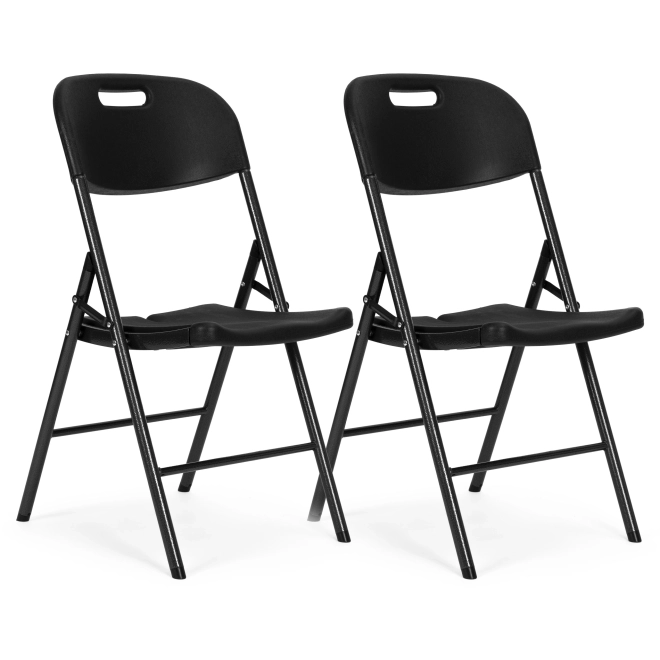 Set 2 sklopivih stolica ModernHome, metalna konstrukcija, HDPE, crna