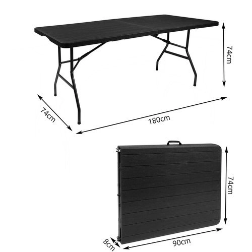 Sklopivi vrtni stol crni 180 cm