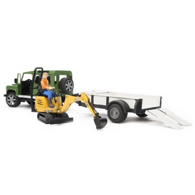 Igraći set Bruder SUV i gusjeničasti mini bager JCB s prikolicom