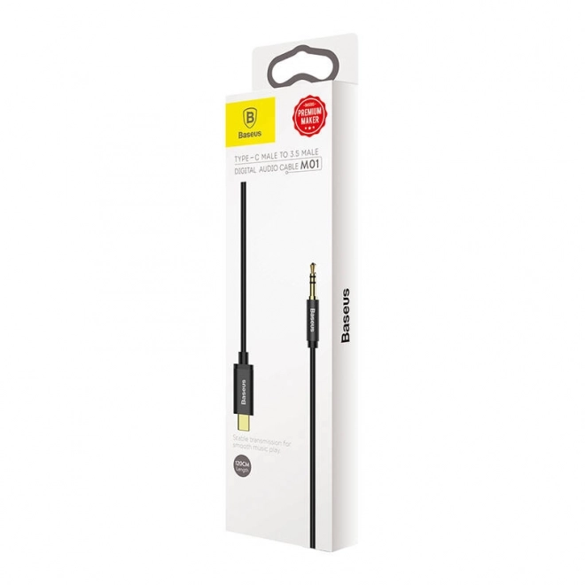 Baseus Yiven Audio kabel USB-C na mini jack 3,5 mm, 1,2 m - crni