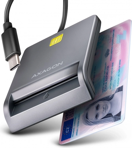 AXAGON USB‑C čitač čipnih i ID kartica s kabelom 1,2 m