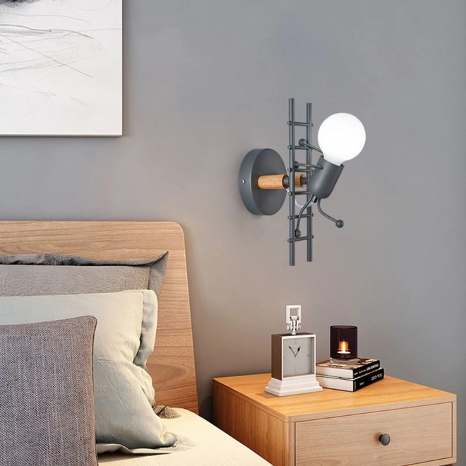 Zidna lampa Loft Humanoid crna