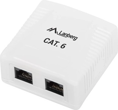 Bijela zidna utičnica 2x RJ45 Lanberg Cat.6