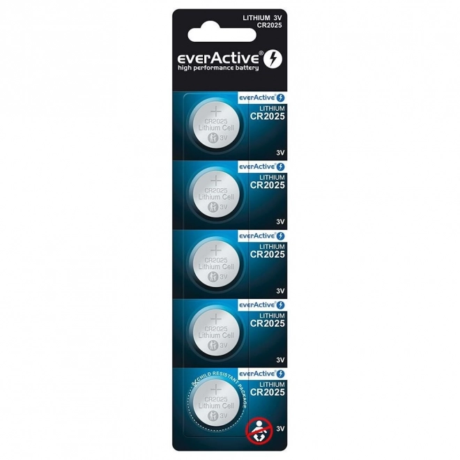 Gumbaste baterije EverActive CR2025 3V, 5 kom