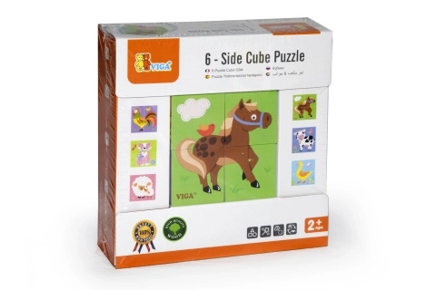 viga drvena kockasta slagalica farma – 4 kocke