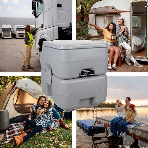 Trizand 24498 Prijenosna Kamping Toaleta 20 + 12 l, siva