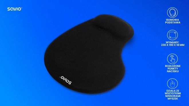 Crna ergonomska podloga za miš SAVIO
