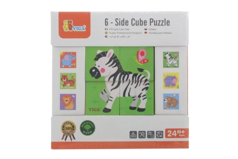 VIGA drvene kocke Zoo – 6 slika, 4 dijela