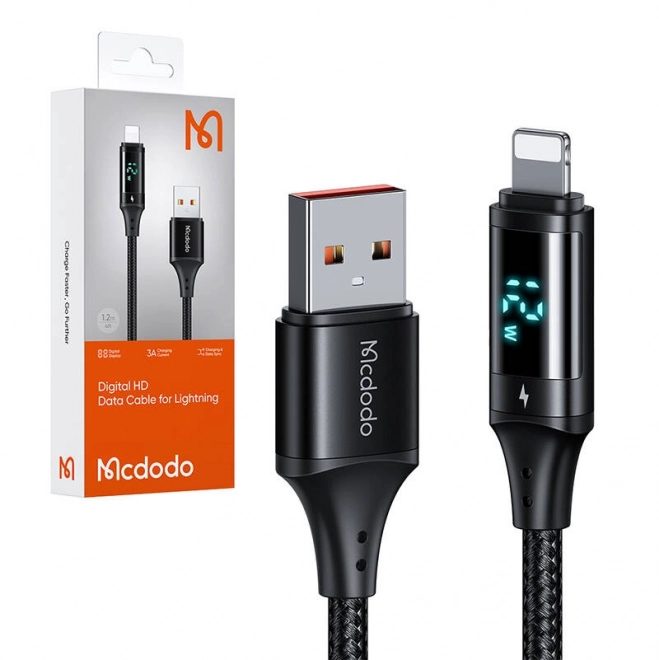 Podatkovni kabel s digitalnim zaslonom USB na Lightning Mcdodo, 1,2 m