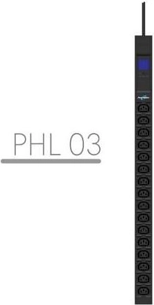 RACK napojna letva PDU 19" 10A, 16× IEC C13, 3 m IEC C14, s mjeračem, vertikalna, crna
