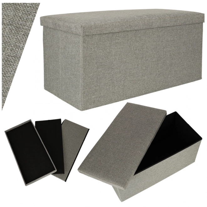 Siva sklopiva pufa s prostorom za pohranu 76x38x38 cm