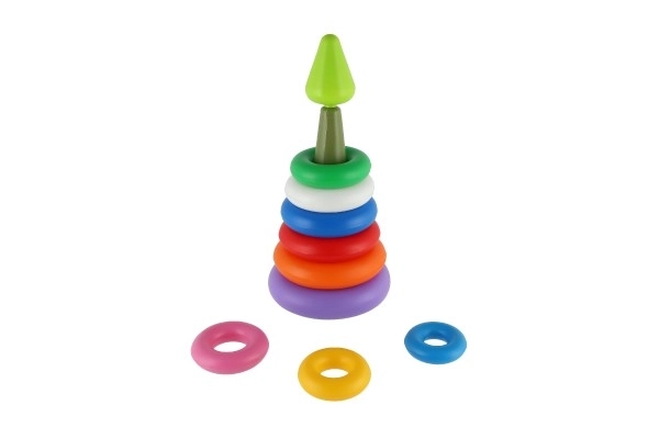 Slagalica piramida s prstenovima plastika 2 boje u mreži 15x31cm 12m+