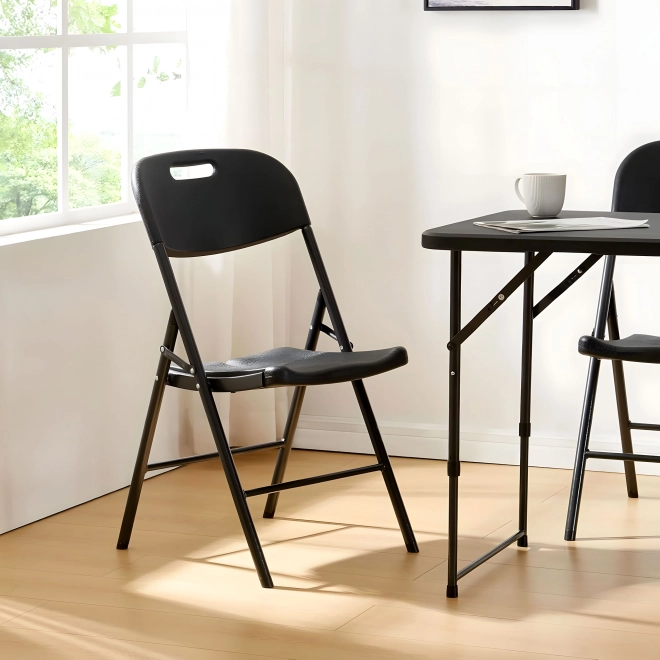 Set 2 sklopivih stolica ModernHome, metalna konstrukcija, HDPE, crna