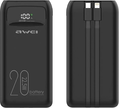 Powerbanka 20000 mAh Awei P169K s brzim punjenjem 22,5 W i LCD zaslonom