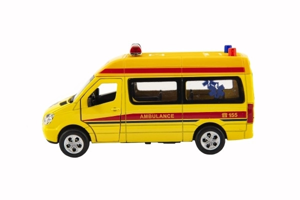 Auto hitna pomoć kov/plast 15cm na baterije s svjetlom i zvukom na povlačenje 6kom u kutiji