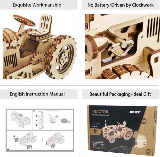 RoboTime 3D drvena mehanička slagalica Traktor