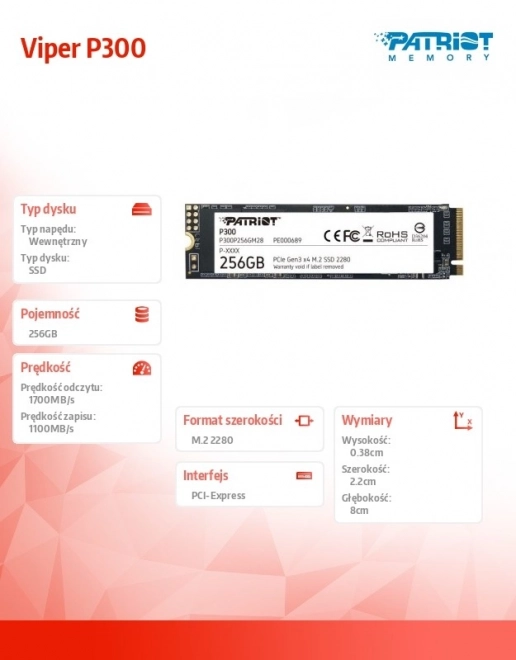 SSD disk P300 256GB M.2 PCIe