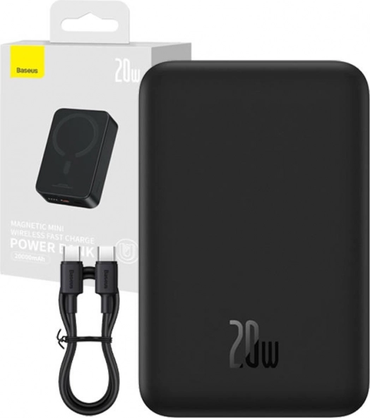 Power banka Baseus Magnetic Mini 20000 mAh s MagSafe i USB‑C 20 W (crna)