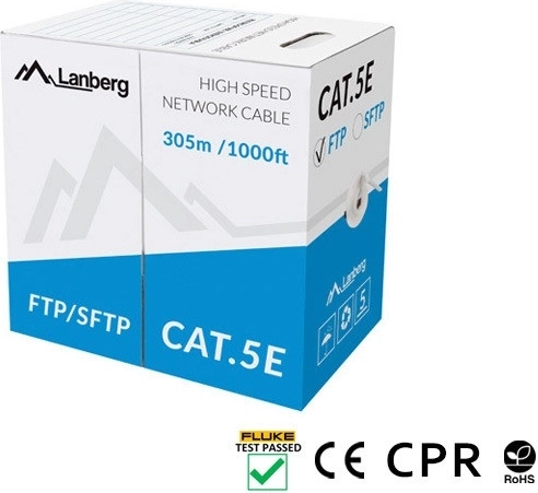 SFTP mrežni kabel Cat 5e 305 m, puna bakar, siva