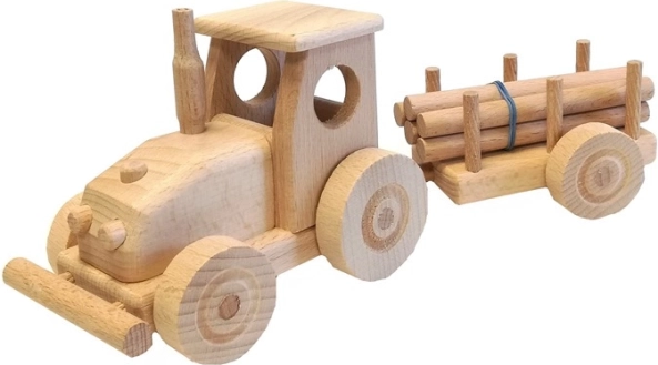 Drveni traktor s prikolicom za djecu