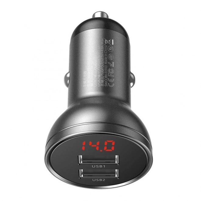 Punjač za auto Baseus s zaslonom 2x USB