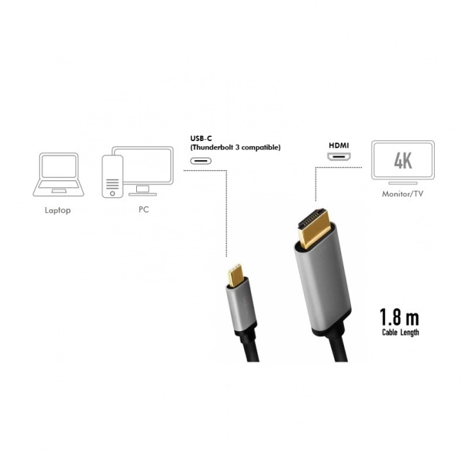 Kabel USB-C na HDMI 4K 60Hz 1.8m LogiLink