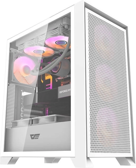 Računalno kućište Darkflash DRX70 Mesh, bijelo, kaljeno staklo, 4× RGB ventilator
